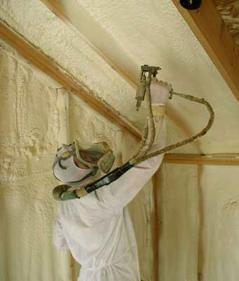 applying foam to ceiling